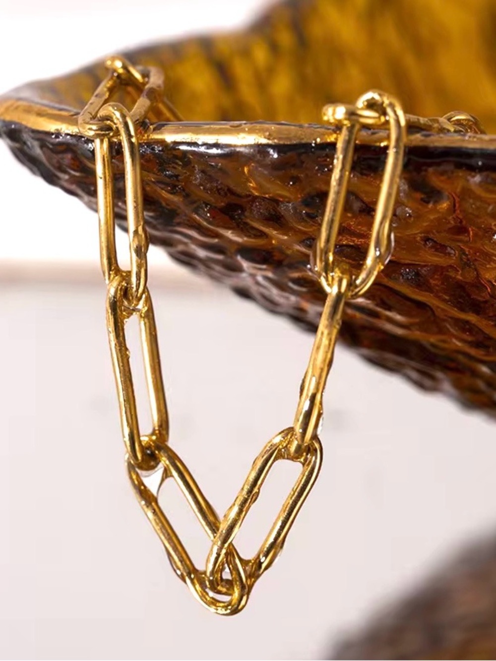 NEW Brut Twisted Molten Metal Gold Chain Link Collar Necklace AU09